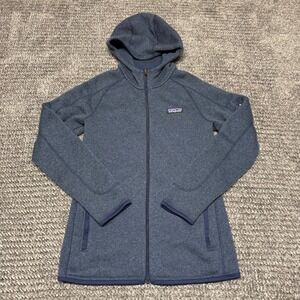 Patagonia Womens Hooded Full Zip Fleece Jacket‎ XS Heather Blue Knit
